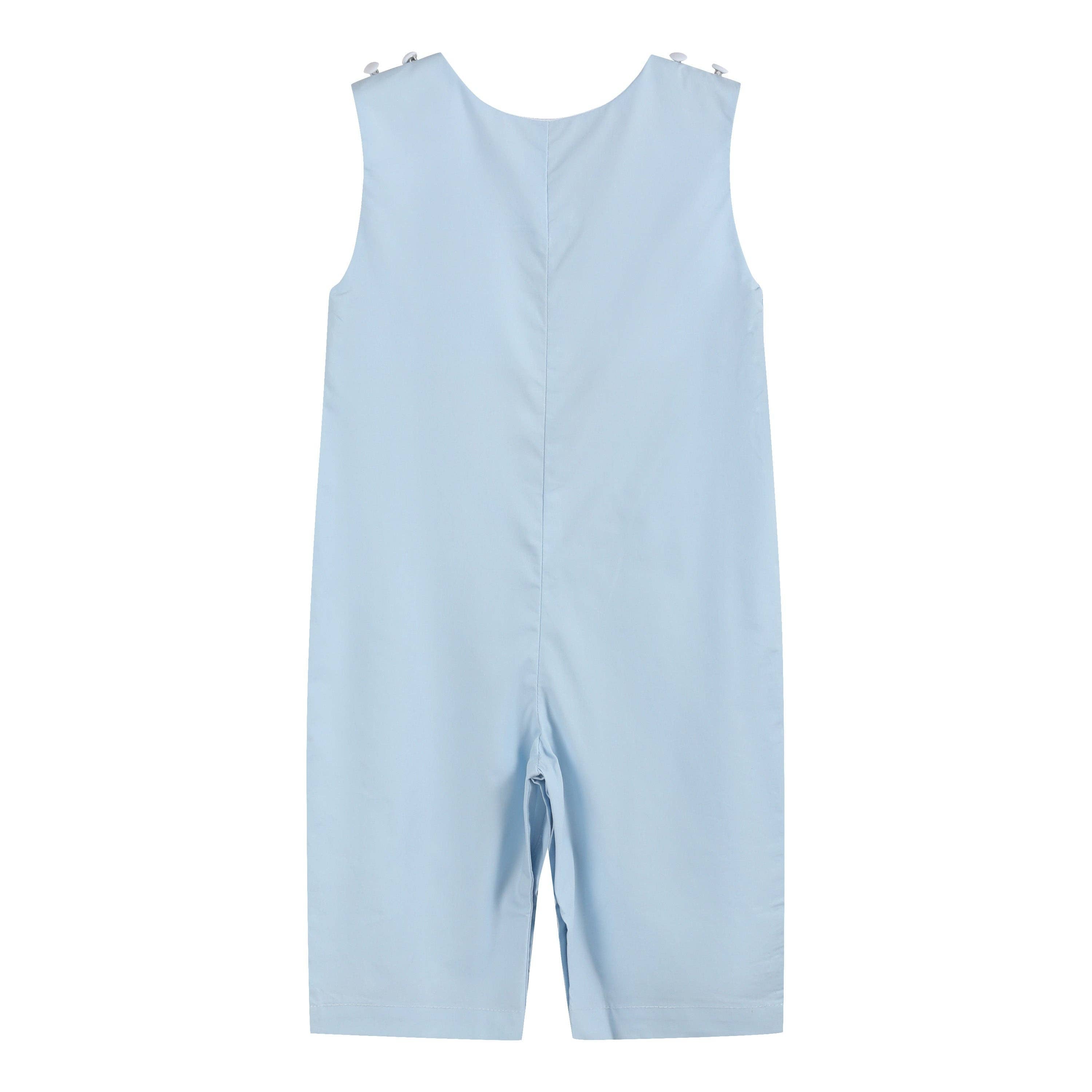 Light Blue Crosses Smocked Overalls