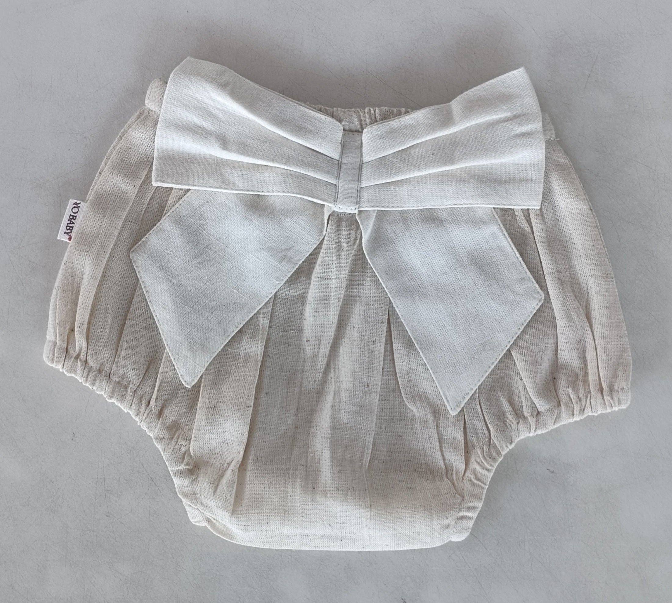 Ivory Diaper Cover With White Bows : Infant : Baby